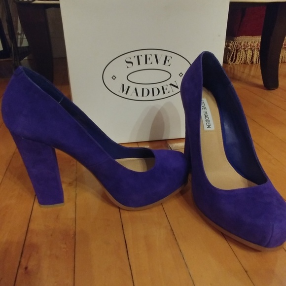 Purple-ly blue suede platforms - AMAZING! - Picture 1 of 3
